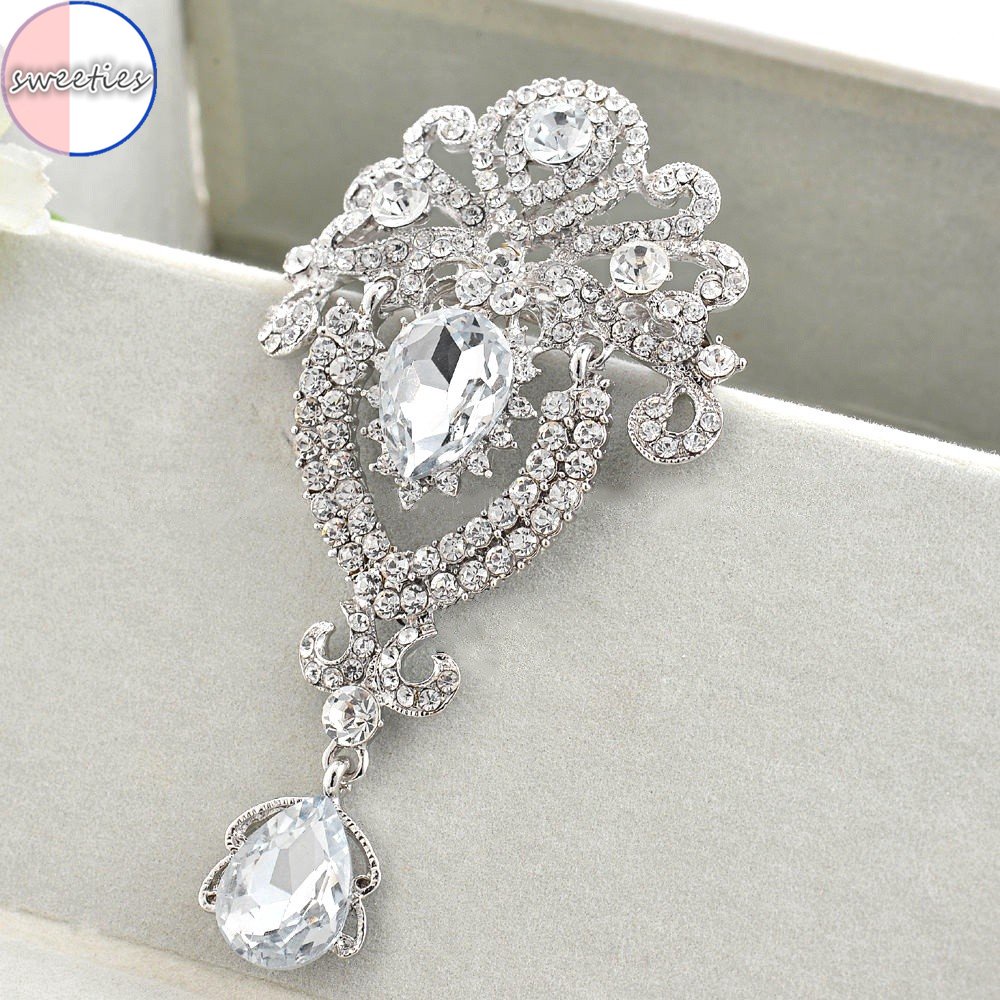 Woman fashion Elegan Indah Berlian Kristal Berlian Berlian Imitasi Bridal Bros Pin Perhiasan