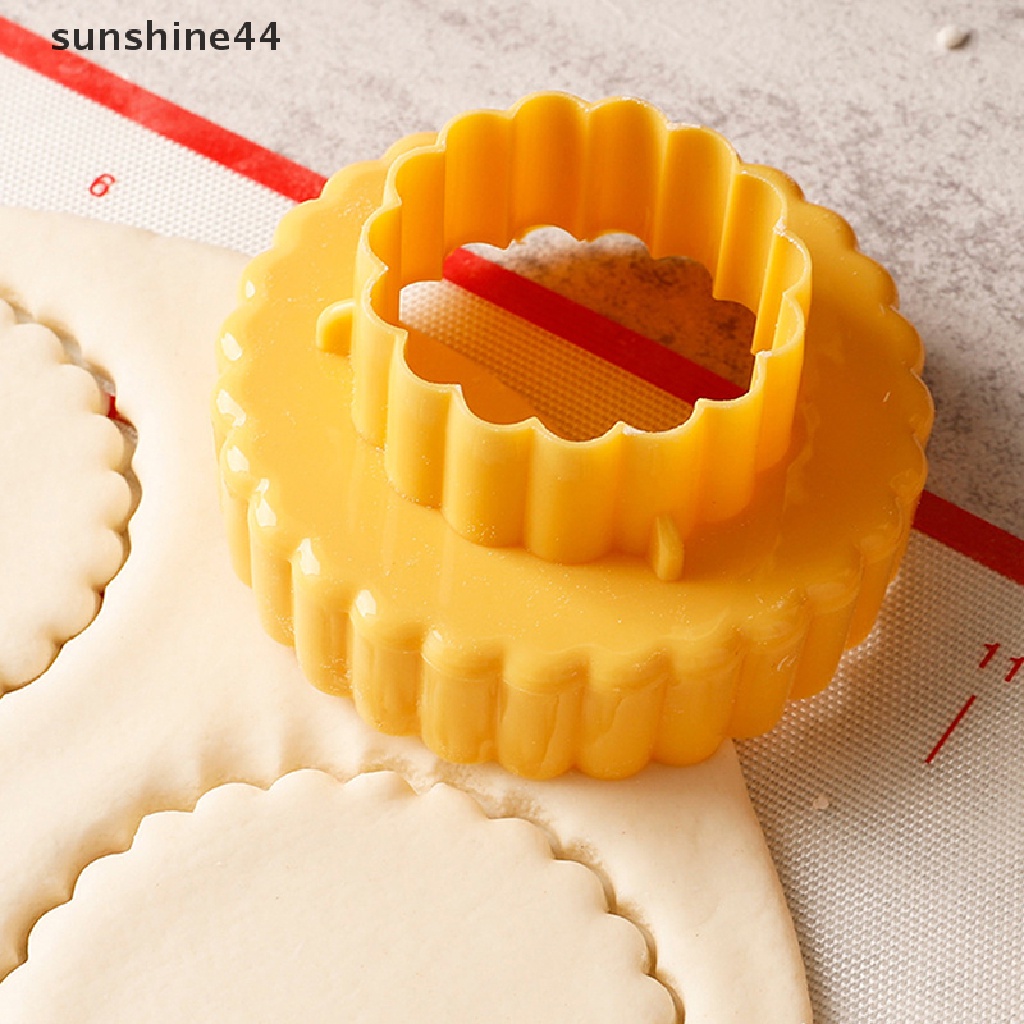 Sunshine 3Pcs/Set Cetakan Biskuit Bulat Fondant Pastry Cutter Alat Baking Cookies Mold.