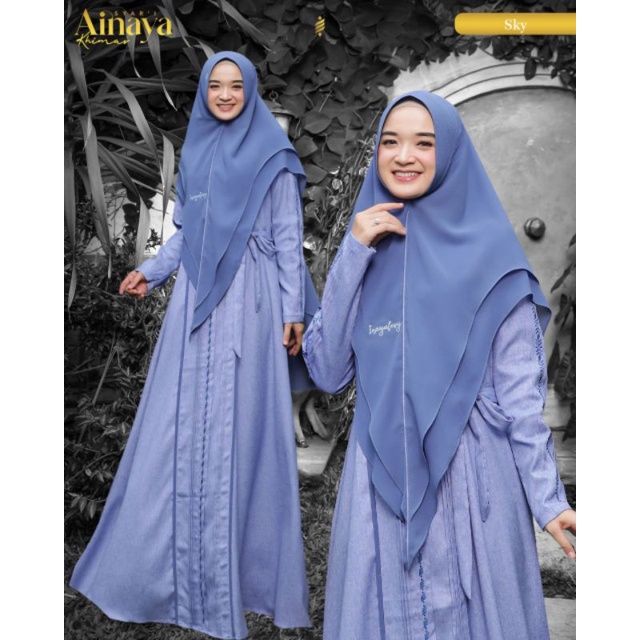 SET GAMIS SYARI AINAYA SKY ORIGINAL INAYA INAYALESY FASHION DRESS BAJU BUSANA MUSLIM WANITA DEWASA B