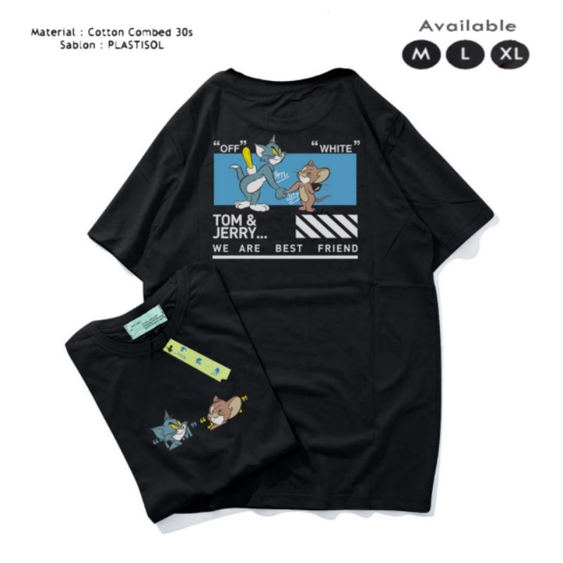 Kaos Tshirt Off White Tom And Jerry Fulltag Label