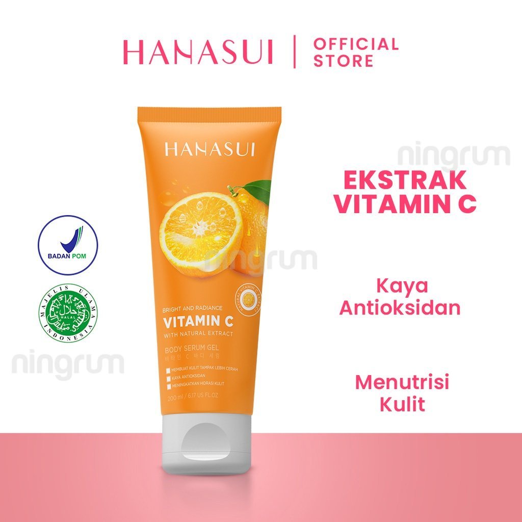 Ningrum - HANASUI Body Serum Gel 200mL | Aloe Vera Vit C Sakura | Perawatan Tubuh Gel Serum Original BPOM - 5016