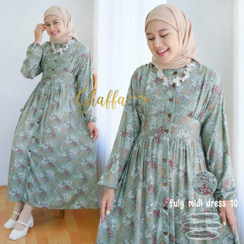 FULY MIDI DRESS #10 ORIGINAL GHAFFA THE LABEL // Gamis Midi Rayon Motif Terbaru
