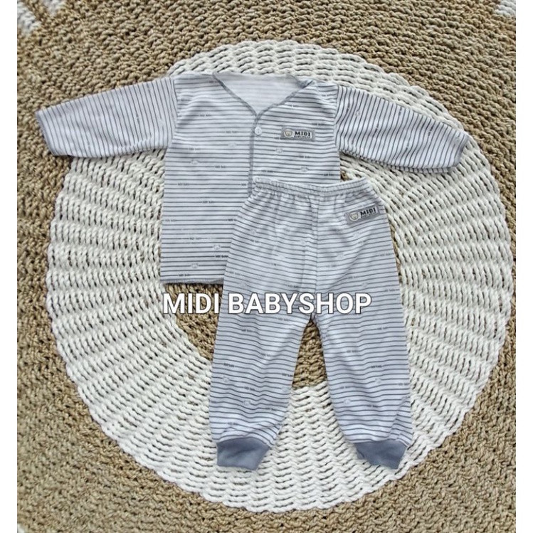 Serian Abu - 3 Stel Setelan Baju Bayi Tangan Panjang Celana Panjang Bayi 0 - 3 Bulan Grey Series Midi Babywear
