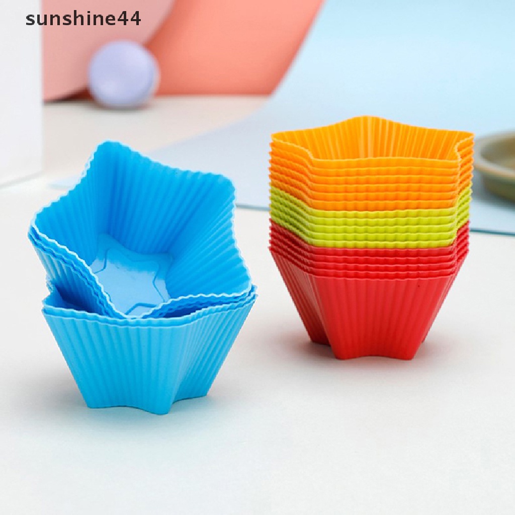 Sunshine 6 Pcs Cetakan Silikon Cupcake 6 Pcs Kue Muffin Loyang Kue Non Baking Tray.