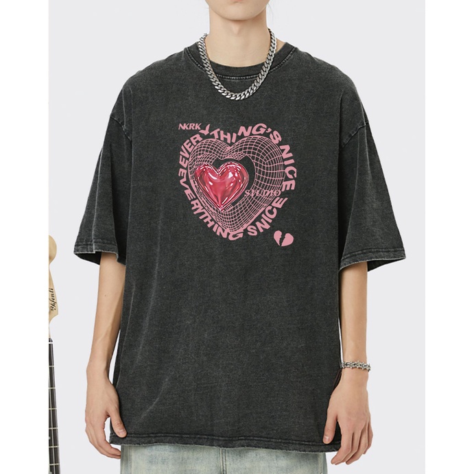 The Monseur Gallery T-shirt Washed Oversize Pink Love | Kaos Hitam A0112