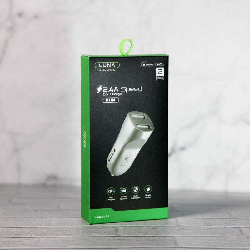 CAR CHARGER MODEL LUNA R1B4 COLOKAN MOBIL 2 PORT USB FAST CHARGING