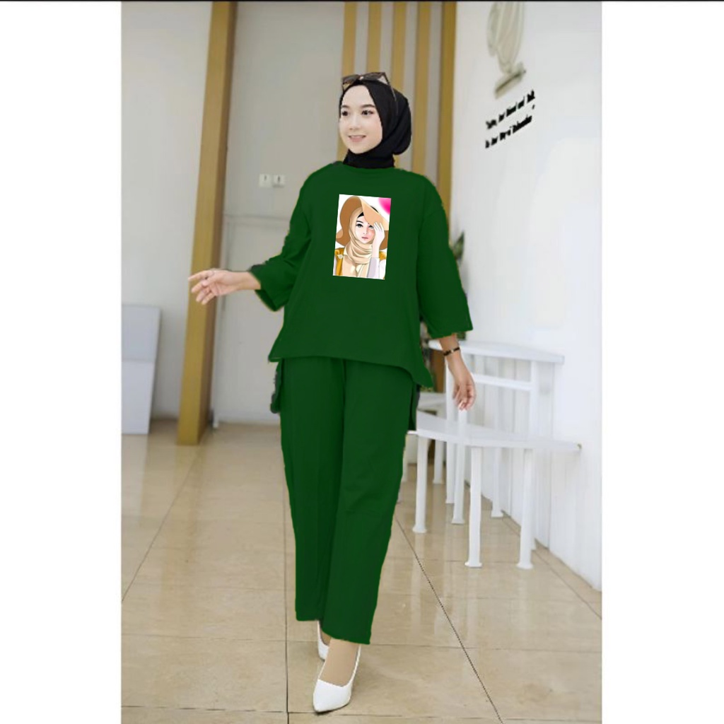 Setelan Tunik Hijab Topi /Set Blouse LD 110