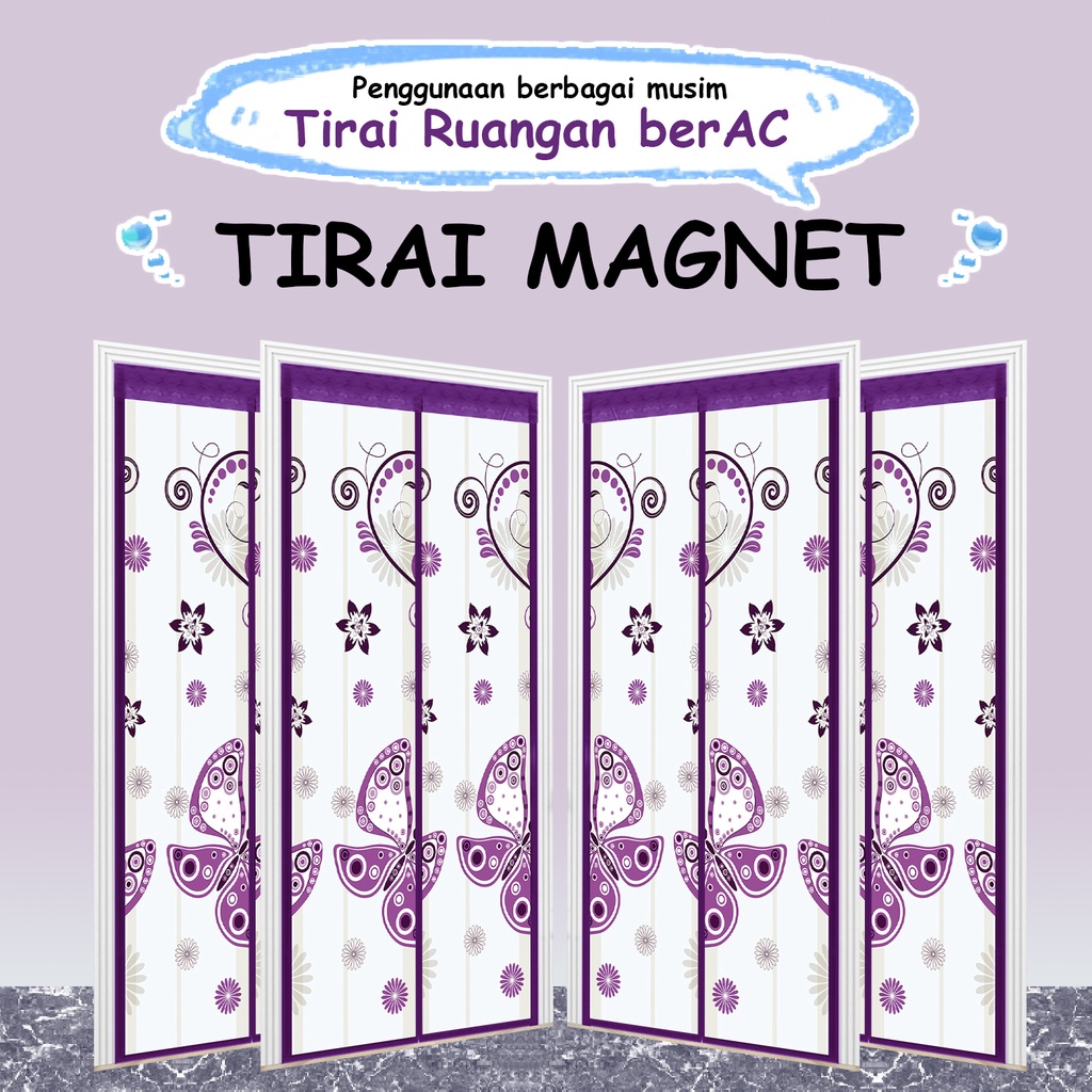 Tirai Magnet Ungu Elegan Untuk Ruangan Ber-AC Bahan PEVA Ukuran 210cmx100cm M3A-06 Tirai Magnet Terpopuler