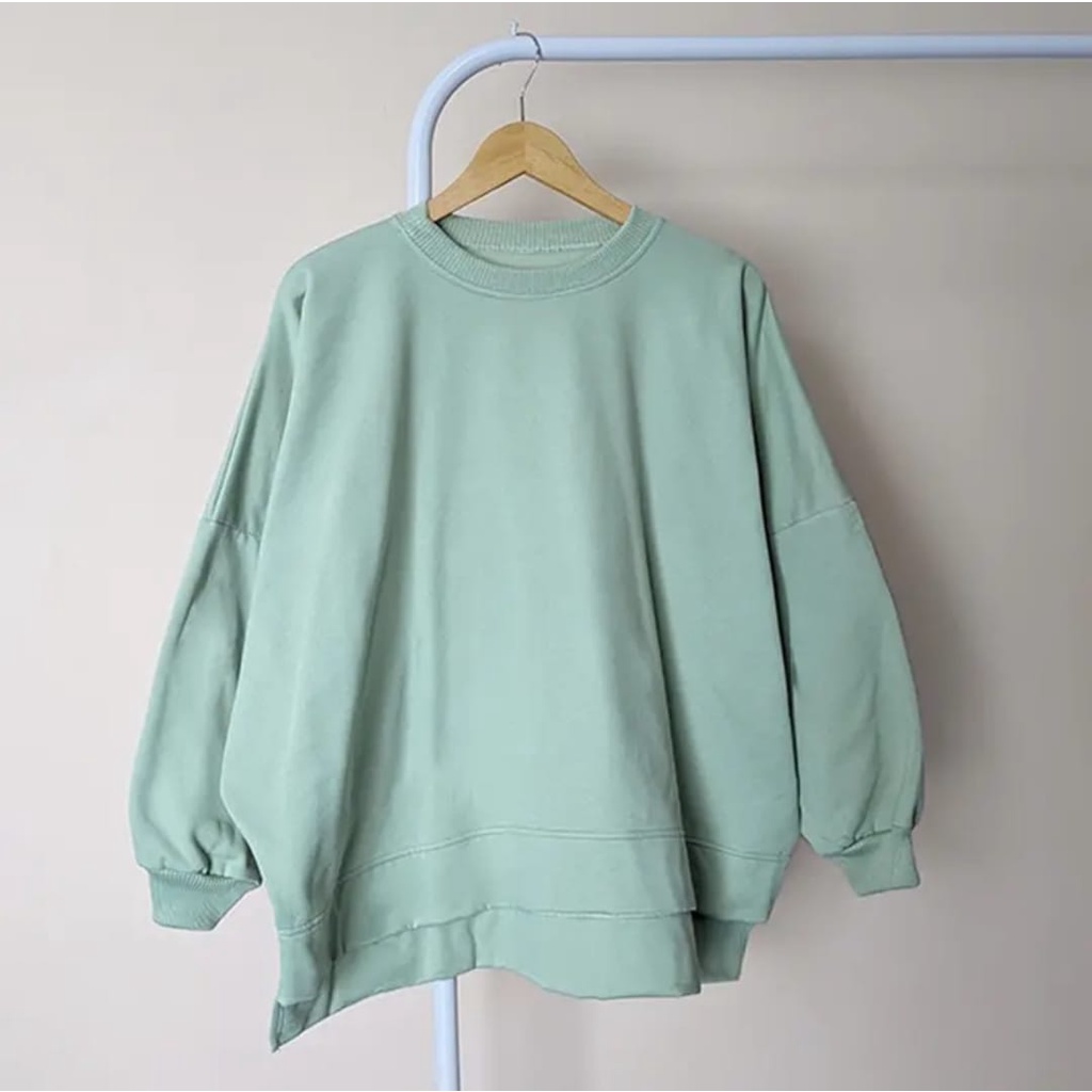 Sweater Batwing XXXL Oversize Basic Oblong | Sweater Wanita Bigsize | Sweater Polos-soft mint