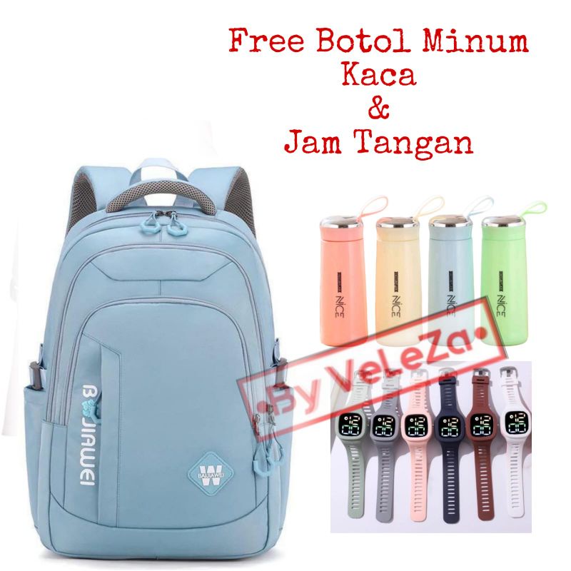 Tas Ransel Anak Sekolah Remaja Weibo gratis jam botol minum