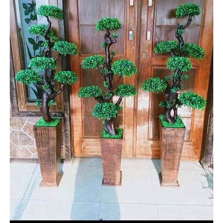 HIASAN SUDUT RUANGAN DENGAN POT JUMBO UKIR // BUNGA HIAS ARTIFICIAL BONSAI BOLA // TANAMAN PAJANGAN 