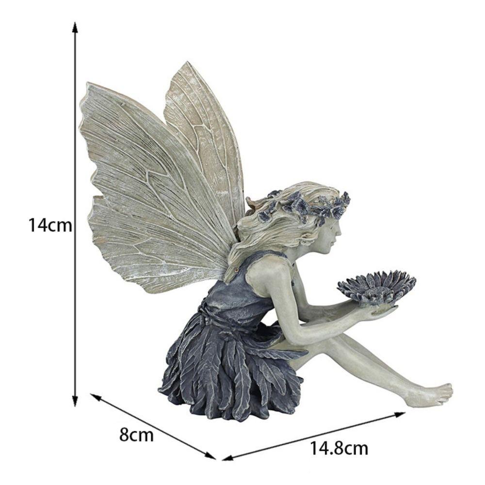 Lanfy Patung Peri Bunga Tidak Bau Lucu Serbaguna Dekorasi Rumah Kerajinan Resin High Quality Guardian Angel Rak Buku Figurine Angel Bird Feeder