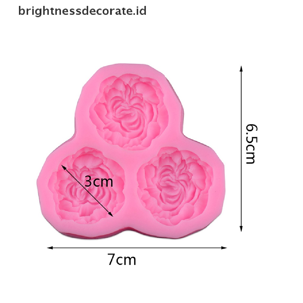 [Birth] Cetakan Silikon Bunga Peony Wedding Cupcake Topper Fondant Cake Decorag Tool [ID]