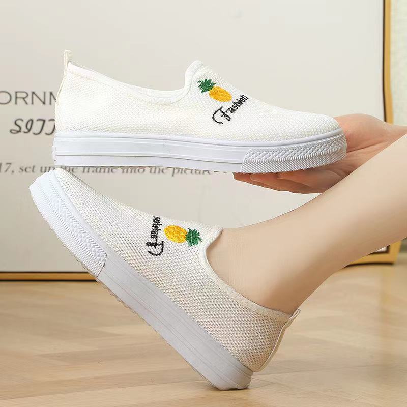 ❀ Chingu ❀ SEP023 (Tanpa Kotak) Sepatu Sneakers Nenas Nanas Tanpa Tali Fashion Wanita Casual Sport Santai Olahraga Import