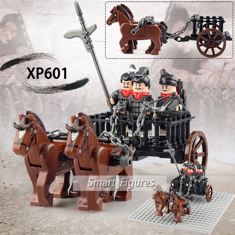 Blok Bangunan Partikel Kecil XP601-602 Qin Tentara Dinasti Terracotta Warriors Chariot Rakitan Mainan Hadiah