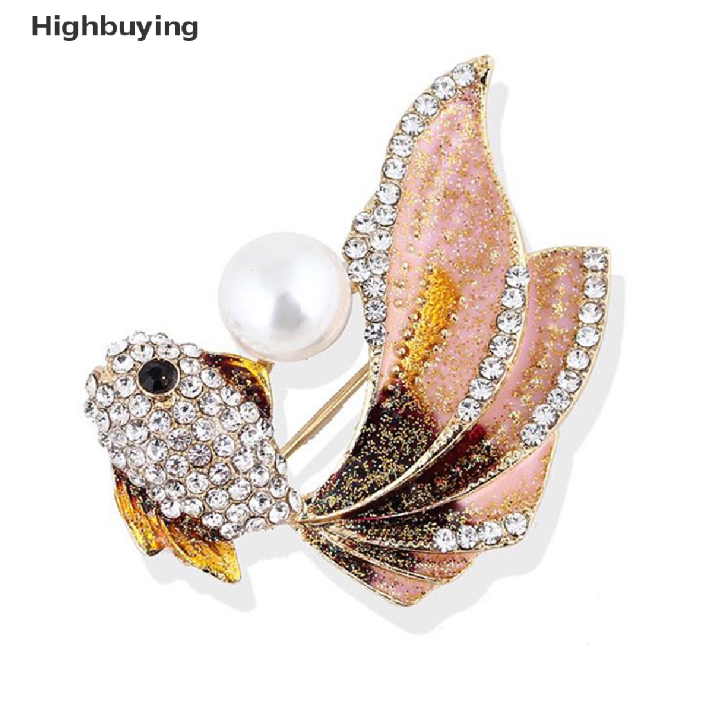 Hbid 1Pc Kristal Berlian Imitasi Ikan Mas Bros Wanita Brooch Pin Aksesoris Pakaian Glory