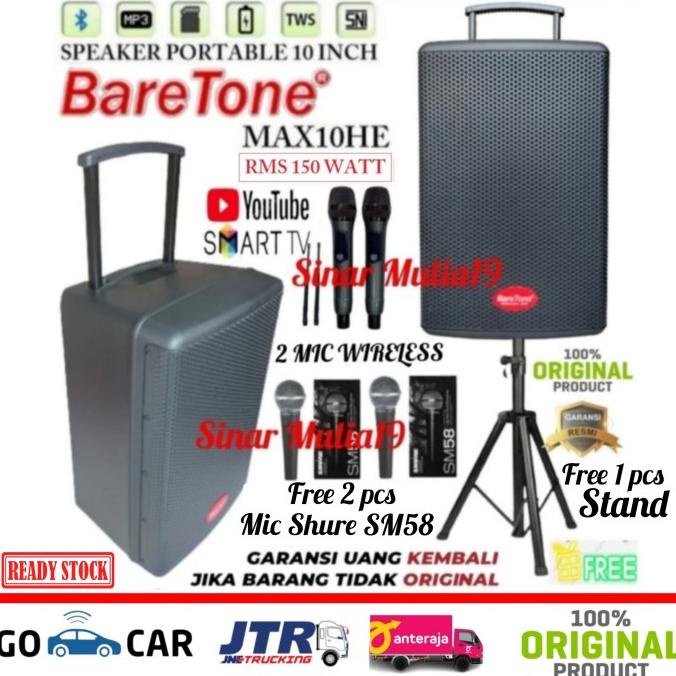 Speaker Portable Baretone Max10He / Max 10He / Max 10 He Bluetooth-Tws