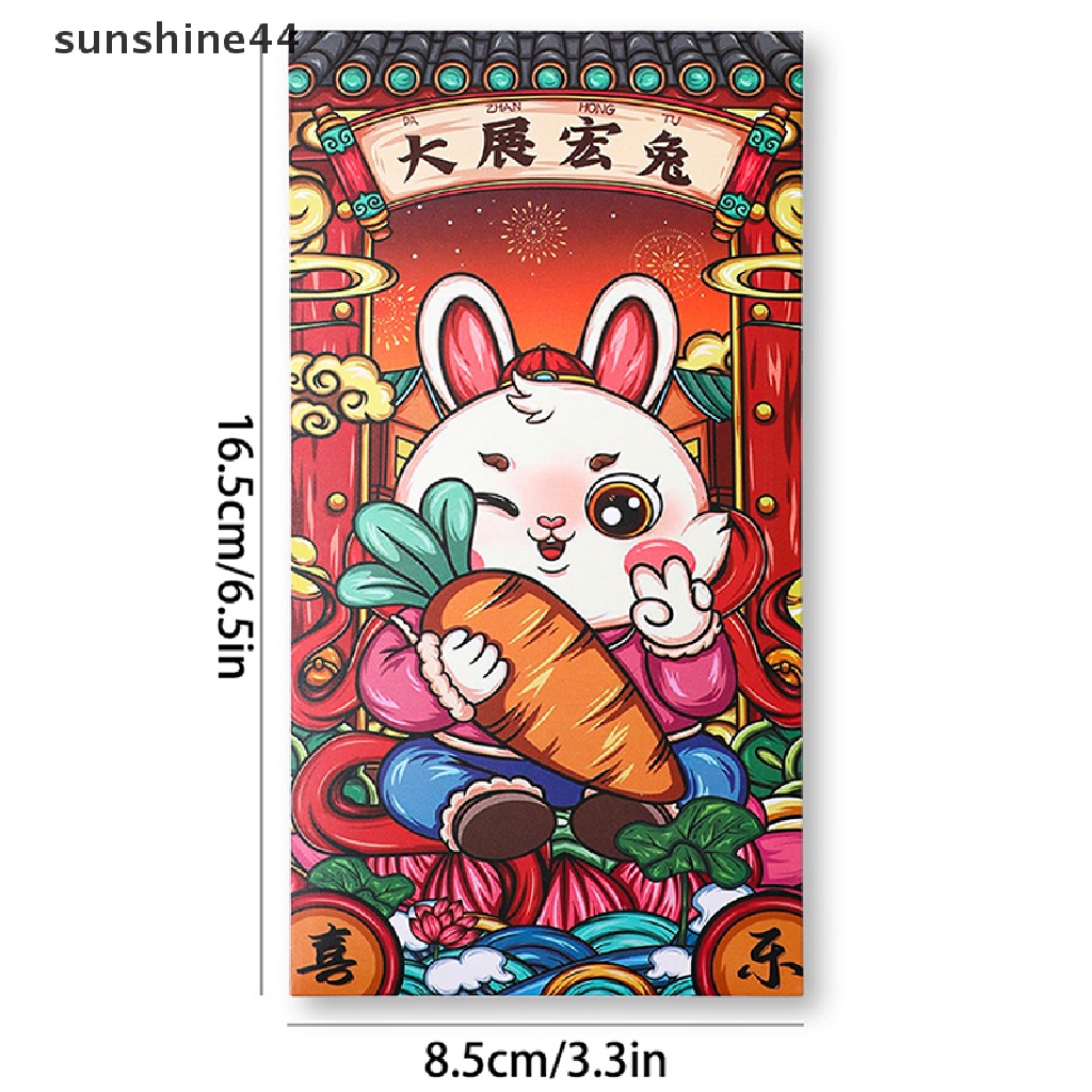 Sunshine4/6pcs Amplop Merah Imlek2023Tahun Kelinci Festival Musim Semi Hongbao.