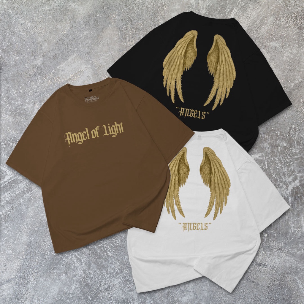 Fortglass LIGHT ANGEL Kaos Oversize T-Shirt Cowok Premium Kaos Oversize Pria Lengan Pendek