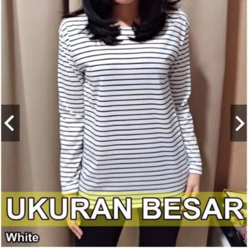 kaos salur wanita lengan panjang
