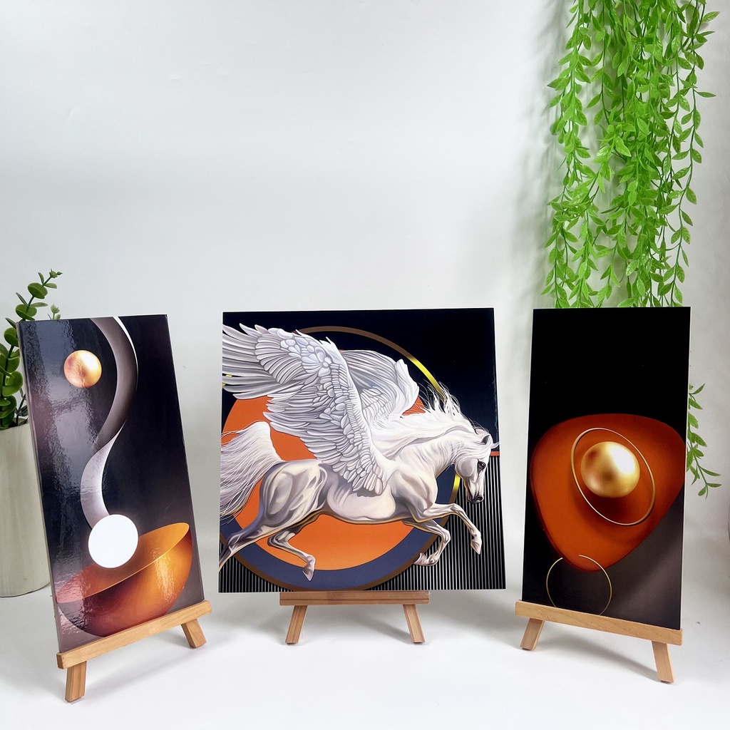 HIASAN DINDING PEMANDANGAN PEGASUS GOLD (FULL SET ISI 3) WALL DECOR PAJANGAN DINDING POSTER KAYU RUANGAN