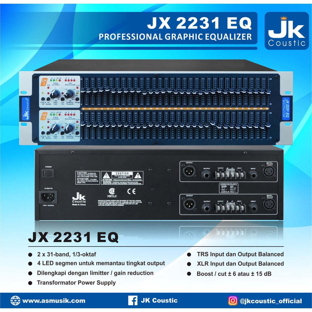 Equalizer JX 2231 EQ JK Coustic equalizer 2x31 band