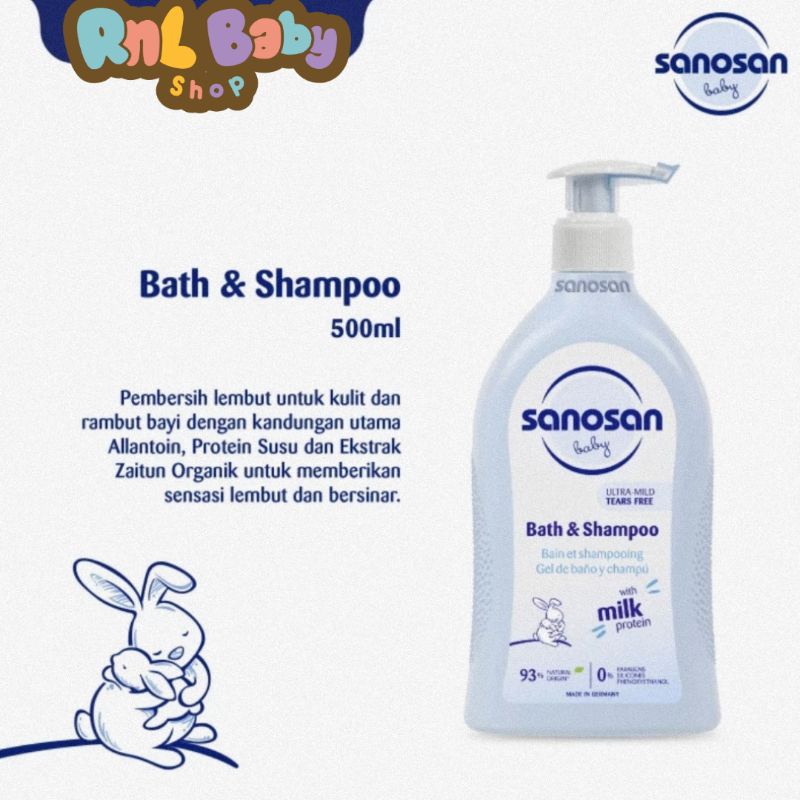 Sanosan Baby Bath &amp; Shampoo 500 ml/Sabun Mandi &amp; Shampoo Bayi Sanosan