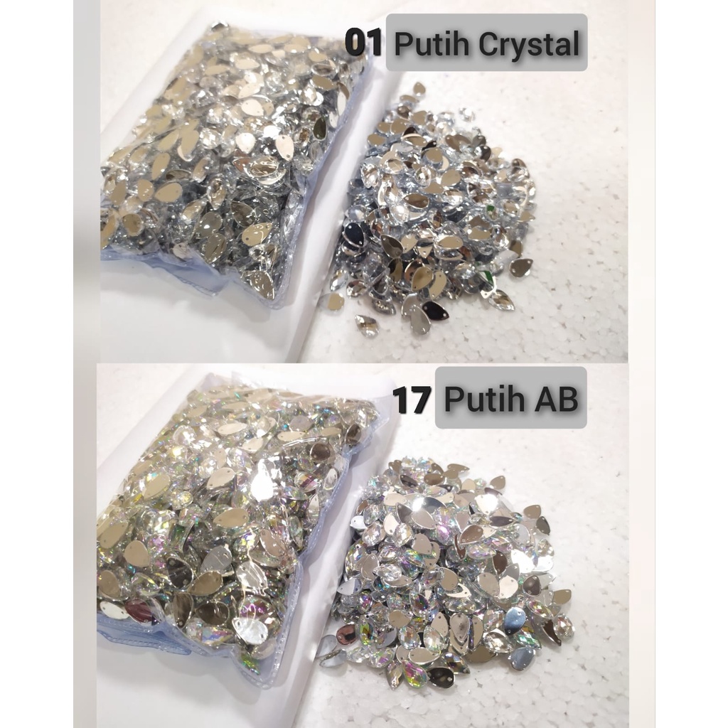 Payet / Diamond Kristal Akrilik Jahit Grade A Tetes 8x13, 2000 pcs [Grosir]