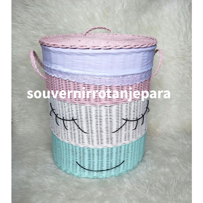 keranjang laundry variasi mata rotan/keranjang baju/keranjang laundry/tempat baju kotor/souvenir rot
