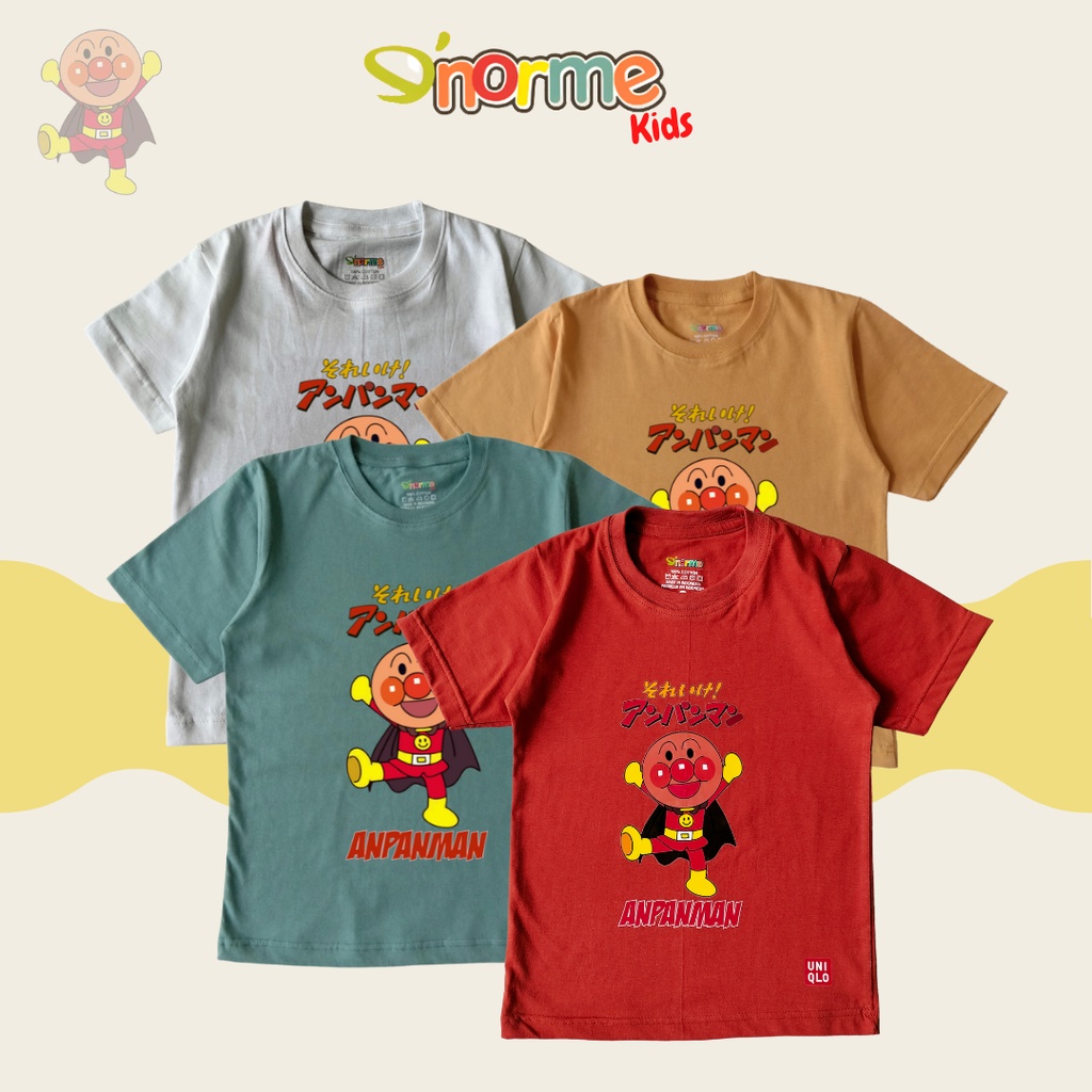 Enorme Kids Baju Kaos Atasan Anak Anpanman Laki-laki Perempuan Katun Premium 1-12 Tahun