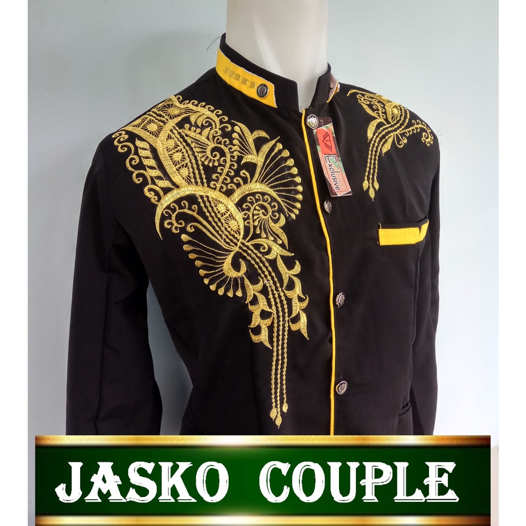 JASKO DEWASA DAN ANAK / JAS COUPLE BAPAK ANAK / KOKO PASANGAN ANAK BAPAK / MOTIF LIS BORDIR EMAS