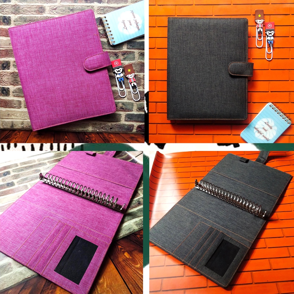 

HJK Binder Denim Jeans Premium 10 Warna Ukuran A5 20ring Dan B5 26ring Bahan Denim Premium
