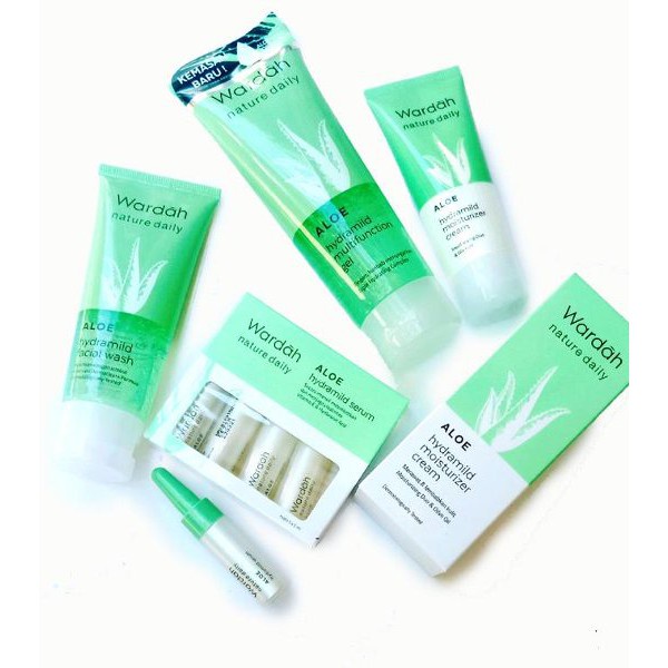 galerybeautysemarang  WARDAH Nature Daily Aloe Hydramild | Essence Toner | Multi Gel Face Wash Moisturizer Cream Serum Hand