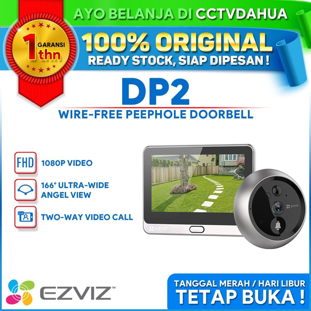 EZVIZ DP2 1080P H.265 WI-FI BATTERY WIRE FREE PEEPHOLE DOORBELL