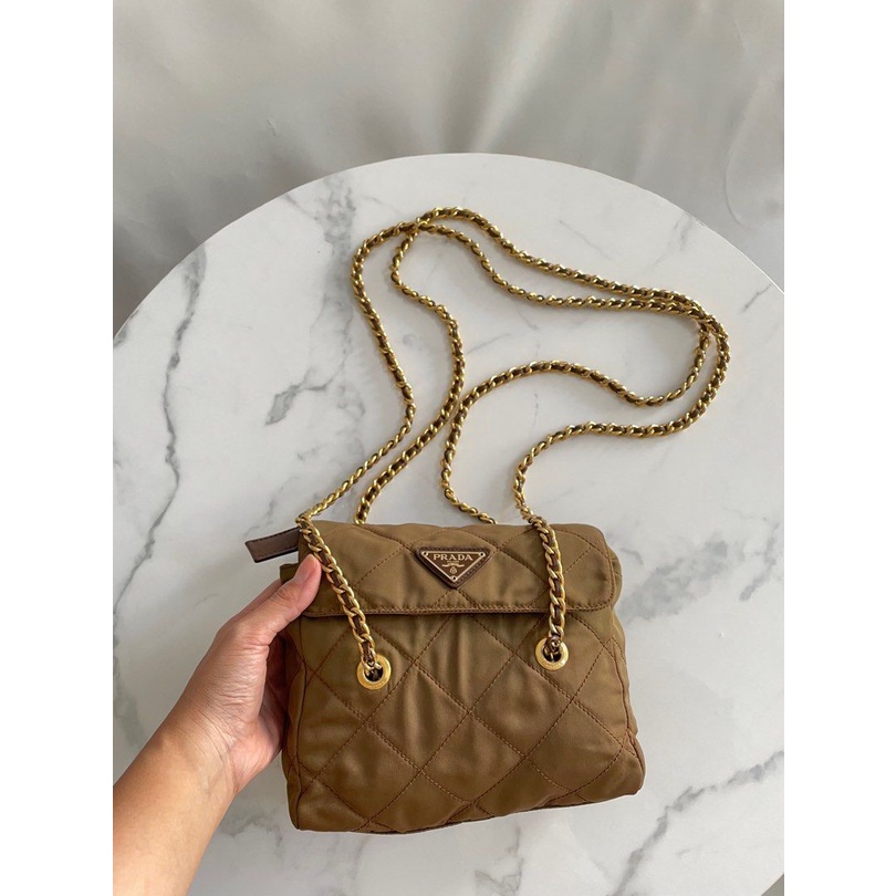 tas prada tessuto nylon chain shoulder bag vintage preloved authentic