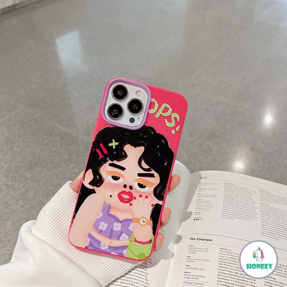 Soft Case TPU Glossy Motif Graffiti Wanita Emoji Untuk IPhone 14 13 12 11 Pro Max