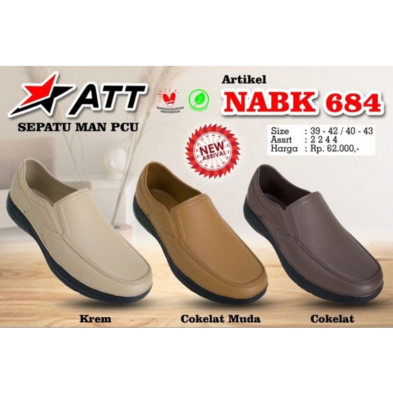 sepatu ATT NABK 684 sepatu slip on cowok pantovel karet