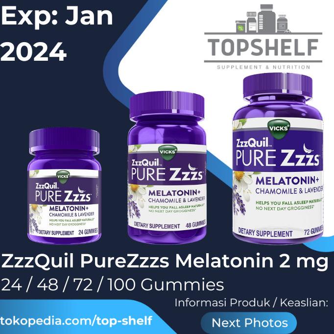 Vicks ZzzQuil Pure Zzzs Melatonin Chamomile Lavender Sleep 24 Gummies