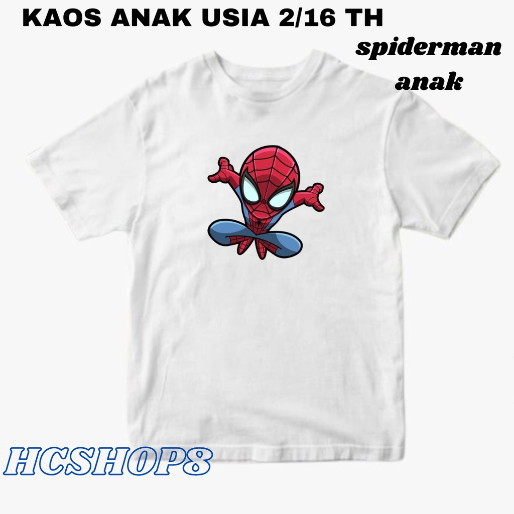Kaos Anak Laki Laki Baju Anak Perempuan Logo Spiderman Warna Usia 2-16 Tahun Unisex