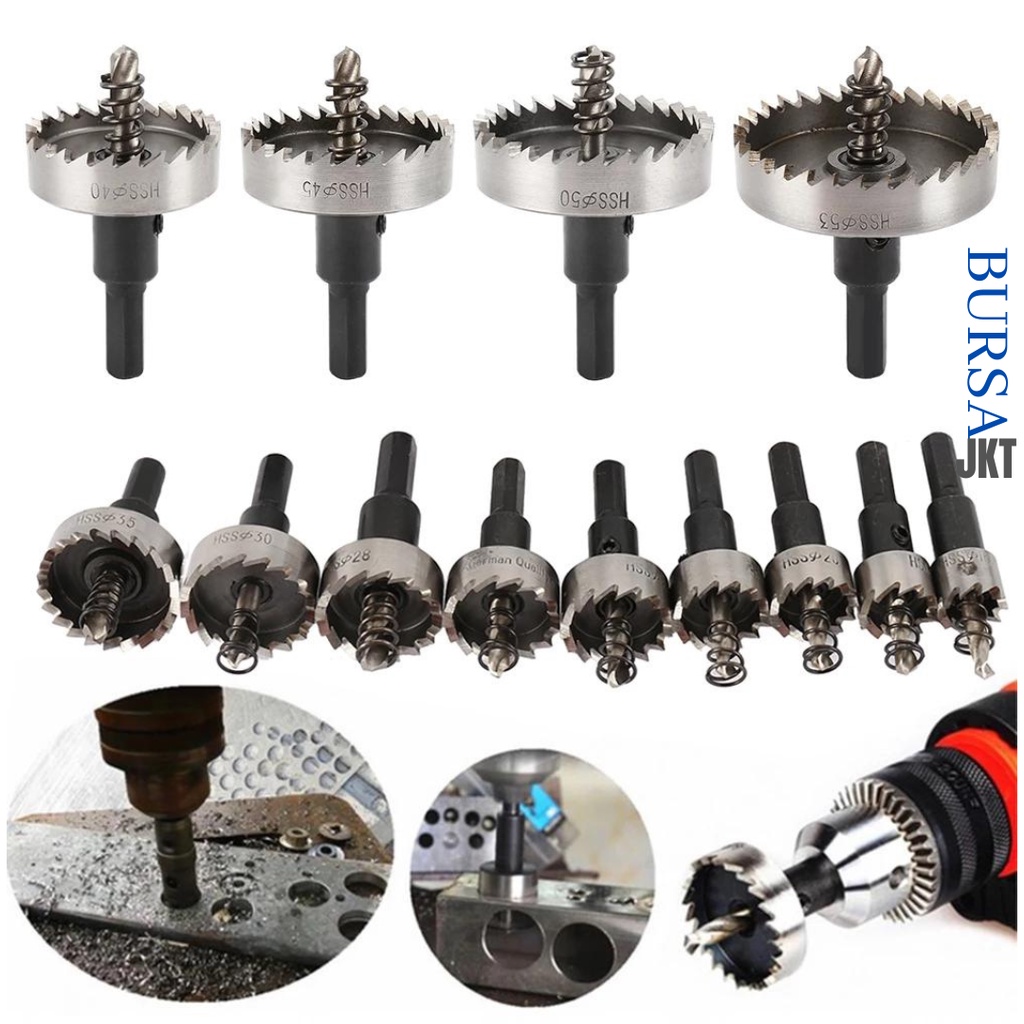 MATA BOR HOLE SAW HSS STAINLESS STEEL PELUBANG BESI PLATE METAL DRILLING LOGAM 12 - 80 MM