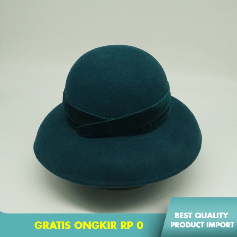 Bucket Hat Bahasa Perancis    Biru Hijau Vintage Wol Ember Topi   Inggris  Hepburn Bell Nelayan Bowl