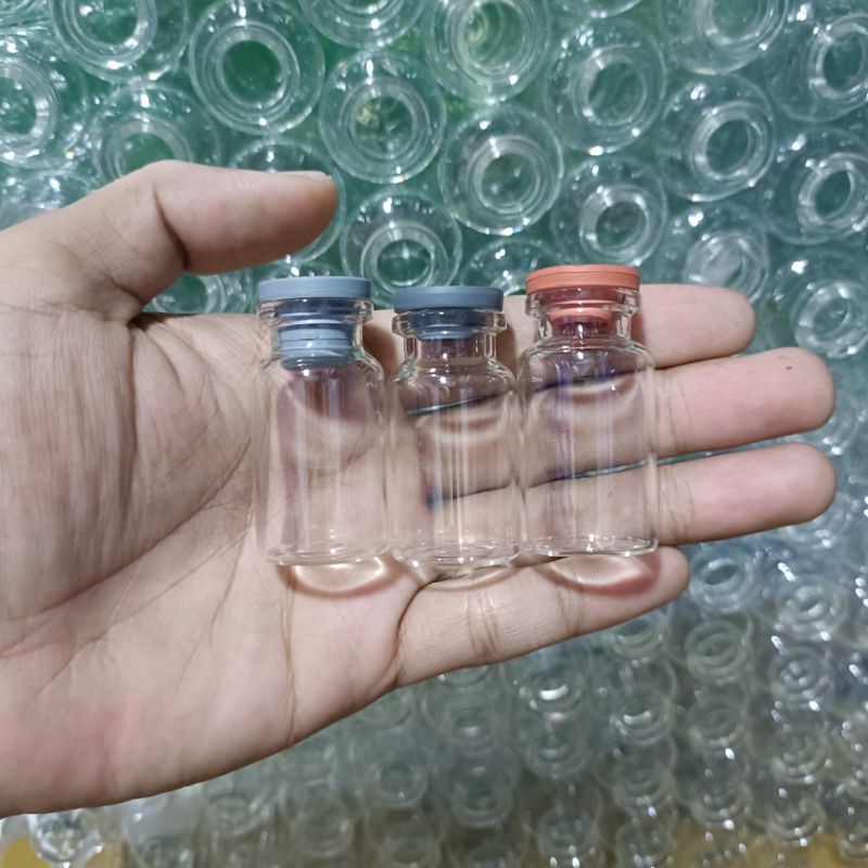 Botol vial kaca 8ml tutup karet