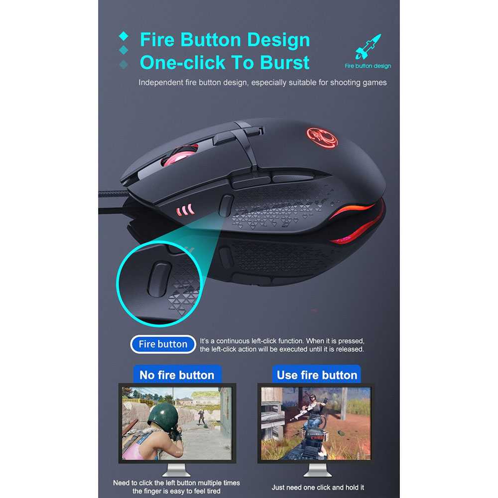 Gaming Mouse Wired LED 7200 DPI - Mouse Gaming / Sekolah / Kerja - Mouse Laptop - Murah dan Awet - Ergonomis