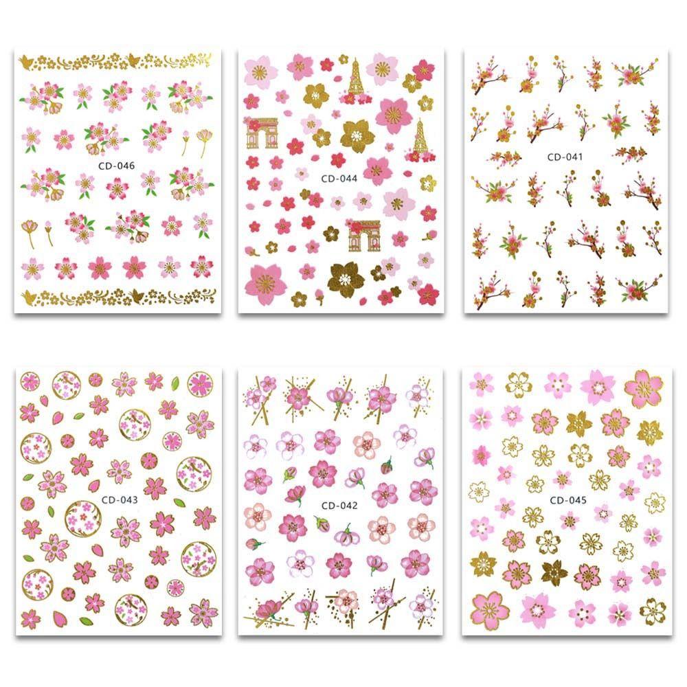 Mxbeauty Bunga Stiker Kuku Wanita Bronzing Cherry Blossom Manicure Aksesoris Daun Nail Art Dekorasi