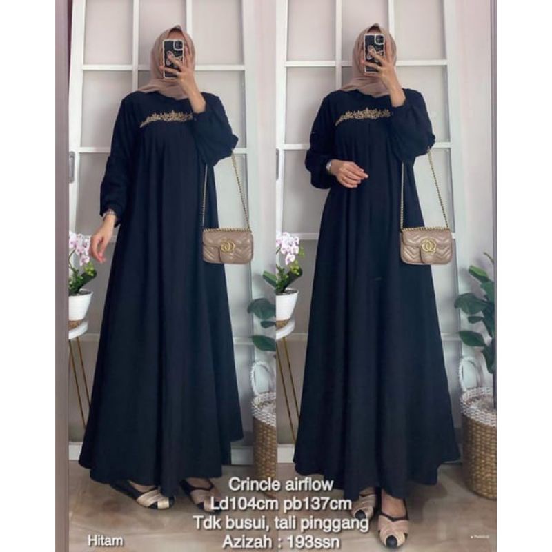 Fashion Muslim Gamis AZKIYA MAURA  AZIZAH bordir crinkle airflow premium dress mewah maxy terbaru