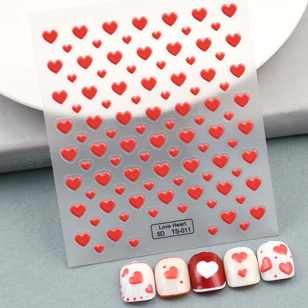 Stiker Kuku Hati Agustina Sweet Hollow Heart Peach Heart Self Adhesive Nail Art Dekorasi