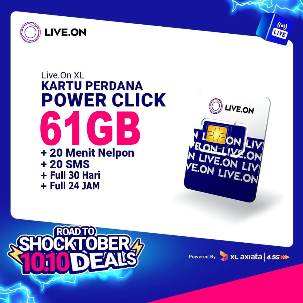 Kartu Perdana XL  Live On 61GB 30 Hari Unlimited