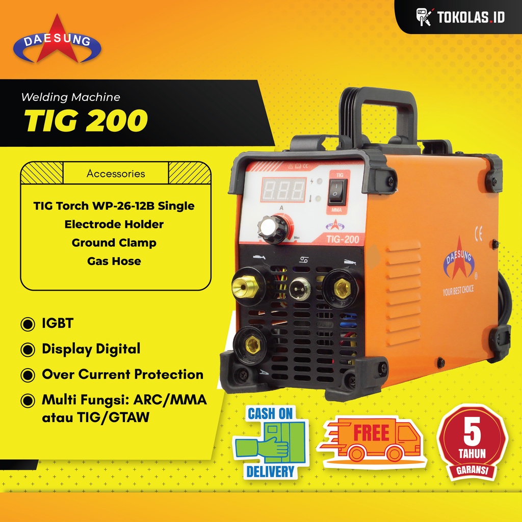 Mesin Travo Las Inverter Daesung TIG ARGON TIG 200 TIG200 TIG-200