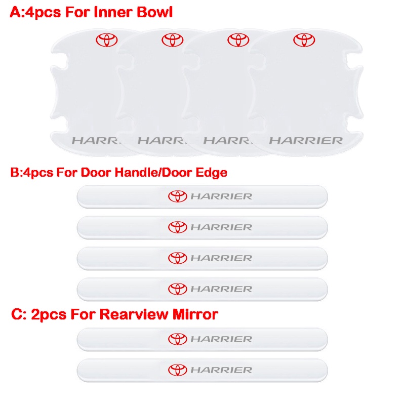 Toyota Harrier XU60 XU82 Door Handle Protection Mobil Inner Door Bowl Transparan anti Gores Stiker GR Sport Pelindung Pintu anti Tabrak Aksesoris