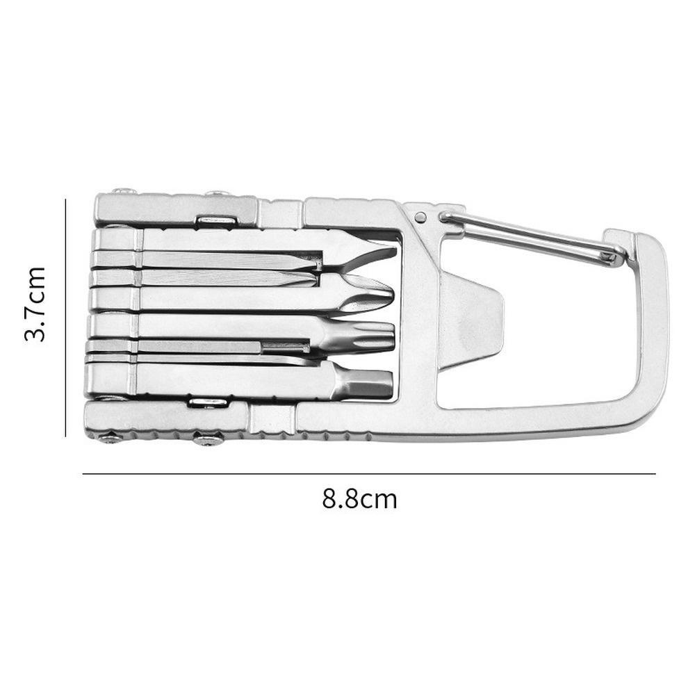 Lanfy Alat Obeng Carabiner Stainless Steel Gadget Multifungsi Hex Screwdriver Card Removal needle Combination Tool Phone Holder